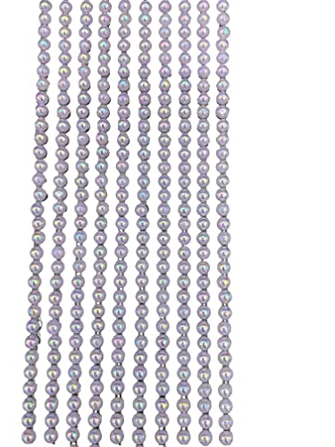 500 x selbstklebende Perlen, 3 mm, flache Rückseite, runde Perlen, Streifen, Verzierungen (AB-Lila) von Syntego