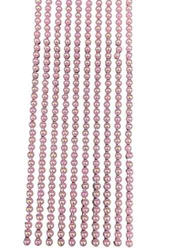 500 x selbstklebende Perlen, 3 mm, flache Rückseite, runde Perlen, Streifen, Verzierungen (AB-Pink) von Syntego