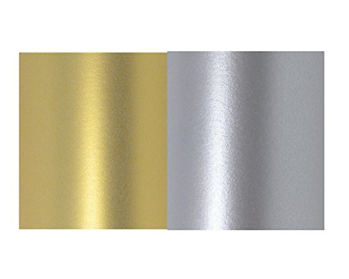 A4-Karton mit echtem Gold- und echtem Silber-Perlglanzschimmer, doppelseitig, 250 g/m², 20 Bogen (10 Bogen von jedem Papierdesign) von Syntego