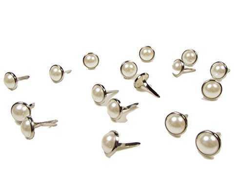 Brads zum Basteln und Scrapbooking, Perlenform, rund 8 mm Hellelfenbein X ca. 100 Stück von Syntego