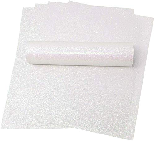 Glitzer-Papier, A4, glitzernd, weich, fusselfrei, dick, 150 g/m², 10 Blatt (irisierendes Weiß) von Syntego