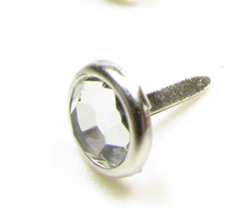 Heftzwecken für Kunsthandwerk/Sammelalben, transparent, Brads Rund, Kristall, 10 mm, 100 Stück von Syntego