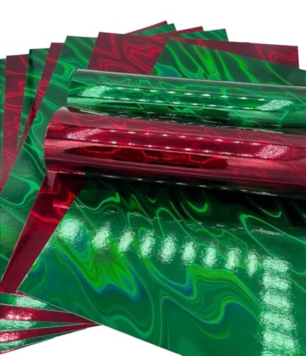 Syntego 10 Blatt A4 Premium holografischer Lava-Effekt-Karton, einseitig, 240 g/m², 40 kg Einband (rot + grün) von Syntego
