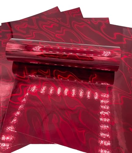 Syntego 5 Blatt A4 Premium holografischer Lava-Effekt-Karton, einseitig, 240 g/m², 40 kg Einband, Weihnachtsrot von Syntego