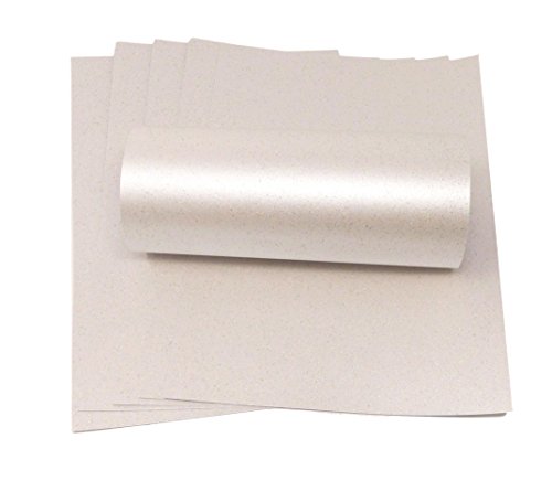 Syntego A4 elfenbeinfarbenes Glitzerpapier mit schillerndem Glitzern, einseitig zum Basteln von Karten, 120 g/m² (20) (Elfenbein, Weiß) von Syntego