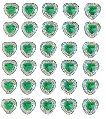 Syntego Selbstklebende Herz-Schmucksteine, transparent, mit farbigen Strasssteinen, in der Mitte, 40 Stück von Syntego