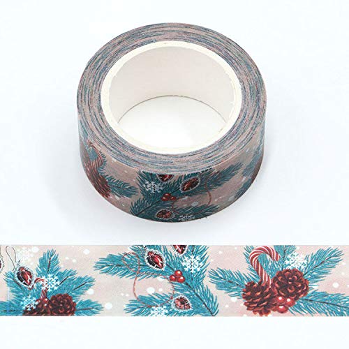 Washi-Klebeband, Weihnachtszapfen, Schneeflocken und Süßigkeiten, 20 mm x 10 m Washi-Klebeband, Weihnachtszapfen, Schneeflocken und Süßigkeiten, 20 mm x 10 m von Syntego
