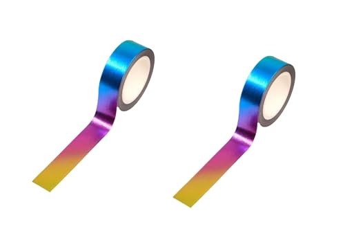 Washi-Klebeband mit Regenbogen-Farbverlauf, dekorativ, selbstklebend, 15 mm x 10 m von Syntego