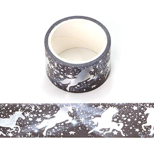 Washi-Klebeband mit magischen Einhörnern, Silberfolie, 30 mm x 5 m, 2 Rollen Washi-Klebeband mit magischen Einhörnern, Silberfolie, 30 mm x 5 m, 2 Rollen von Syntego