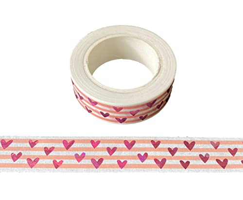 Washi-Klebeband mit rosa Herzen, 15 mm x 10 m, Weiß und Rosa Washi-Klebeband mit rosa Herzen, 15 mm x 10 m, Weiß und Rosa von Syntego