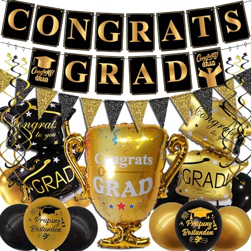 Syoulin-21Stücke Abschluss Deko, Abschlussfeier Deko 2024,Schulabschluss 2024 Deko,Abschlussbanner, Schwarz Gold Graduation Deko,Wimpel Girlande Spiralen Dekoration und Luftballon Syoulin-21Stücke Abschluss Deko, Abschlussfeier Deko 2024,Schulabschluss 2024 Deko,Abschlussbanner, Schwarz Gold Graduation Deko,Wimpel Girlande Spiralen Dekoration und Luftballon von Syoulin