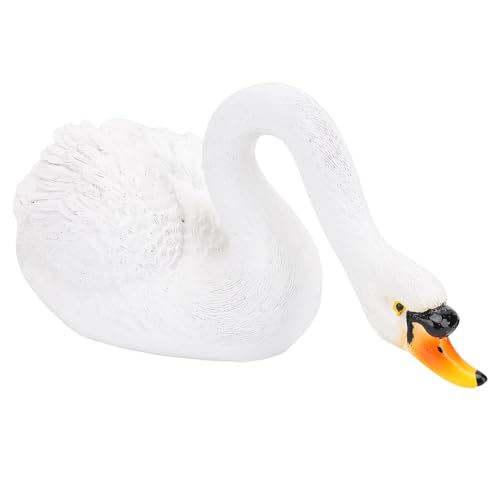 Harz Schwan Figur, Schwimmende Simulation Swan Statue für Gartenteich, Realistische Gartentier -Skulptur Ornament, Im Freien Im Freien Pflanze Im Freien (Weiß) von Syrisora