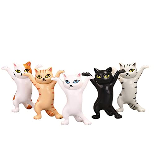 Katzenfiguren, Spielzeug, Katzenornamente, Tanzendes Katzenmodell, 5 Stück, Anime-Raben der Hände, Tanzendes Katzenmodell, Katzenornamente, Katzenfiguren, Spielzeug für (5 Stück) von Syrisora