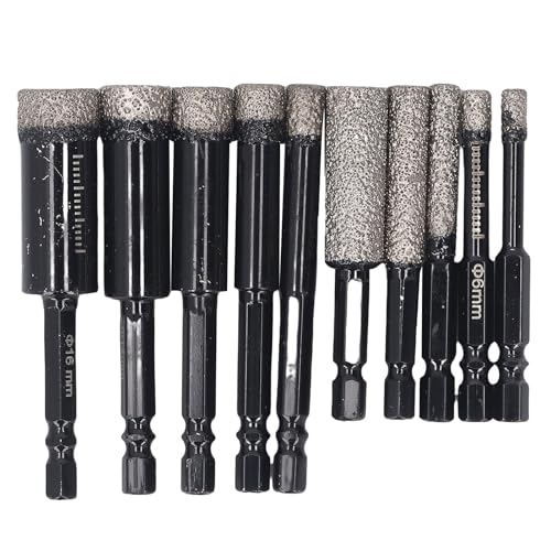 Syrisora 10 Stcs Diamond Lochsägen Set, Diamantlochöffner, 1/4 Zoll Sechskant Shank Trockener Nassbohrungen Geförderte Diamantbohrer für Fliesenmarmor von Syrisora