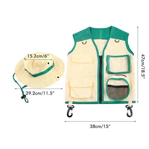 Syrisora 2PCS Kids Explorer -Kostüm -Set, Frachtweste und Hut Im Freien Explorer -Kit, Rollenspiel Cosplay für Explorer Zookeeper Park Ranger (A) von Syrisora