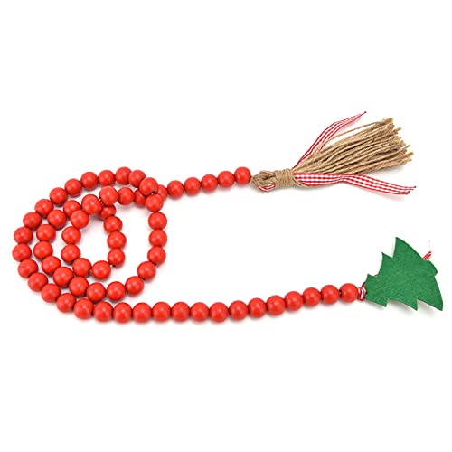 Syrisora ​​Holzperlengirlande, Weihnachtsbaum-Quaste, Holzperlen-Ornamente für Zuhause, Festival-Dekoration (Rot) von Syrisora