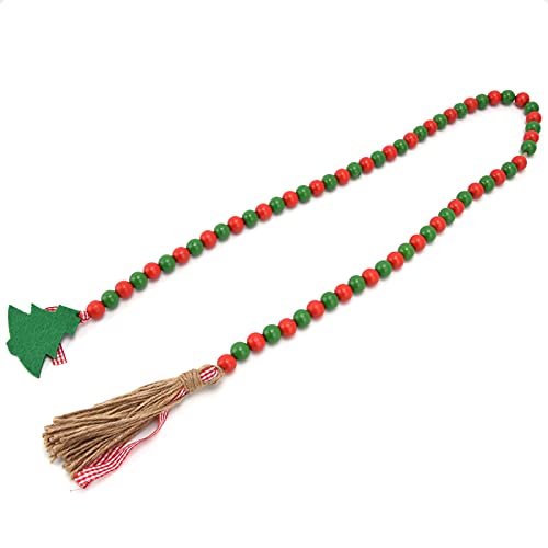 Syrisora ​​Holzperlengirlande, Weihnachtsbaum-Quaste, Holzperlen-Ornamente für Zuhause, Festival-Dekoration (Rot+Grün) von Syrisora