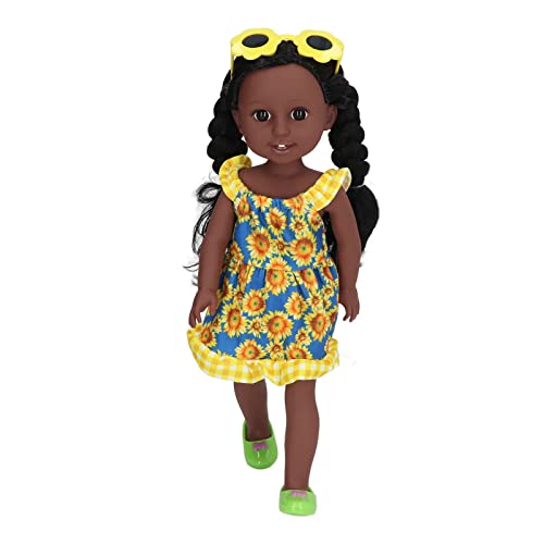 Syrisora ​​Schwarze Mädchenpuppe, 15 Zoll, Lebensechte Kinderpuppe mit Kleid, Brille, Geburtstagsgeschenk, Rollenspielspielzeug von Syrisora