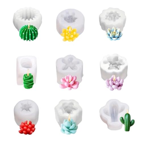 Syrvnto 9 Stück Silikonform Gießformen,Sukkulenten Kerzen Formen Silikon Set,3D DIY Silikon Kerzengießform für Aromatherapie Kerzen Tortendekoration Seife Herstellung Syrvnto 9 Stück Silikonform Gießformen,Sukkulenten Kerzen Formen Silikon Set,3D DIY Silikon Kerzengießform für Aromatherapie Kerzen Tortendekoration Seife Herstellung von Syrvnto