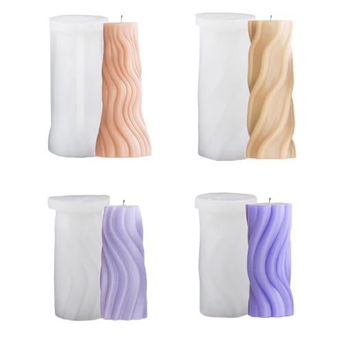 Syunyin 4 Stück Kerzen Formen Silikon, Kerzen Gießform Spiral Silikon Kerzenformen, Kerzenformen zum Gießen Kerzen Set Selber Machen Formen für DIY Handwerk, Zylindrische Kerzengießformen von Syunyin