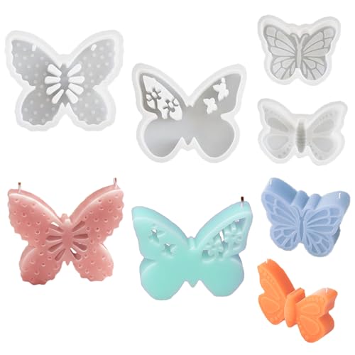 Syunyin 4 Stück Silikonform Schmetterling, 3D Kerzen Silikonformen Gießformen Butterfly Kerzengießform, Gipsformen zum Gießen Kerzenform Silikon Selber Machen Set für Kreative Handarbeit von Syunyin