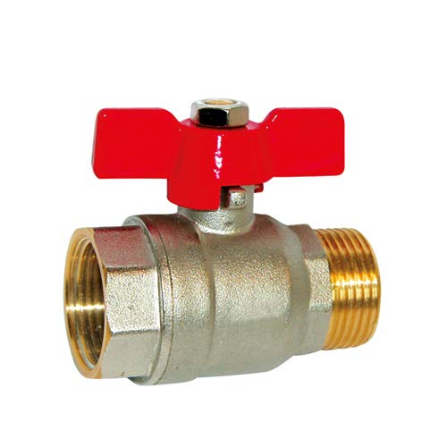 Syveco 587002 Serie 587 Messing Kugelhahn, Gebäudeserie, PN30, Roter Flacher Stahlgriff, 1/4" MBSP x 1/4" FBSP Syveco 587002 Serie 587 Messing Kugelhahn, Gebäudeserie, PN30, Roter Flacher Stahlgriff, 1/4" MBSP x 1/4" FBSP von Syveco