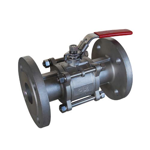 Syveco 731065 Serie 731 Kugelhahn, Flansch 3 Stück PN40 Edelstahl, Roter flacher Edelstahlgriff, Anfangsbereich, M65 PN40 von Syveco