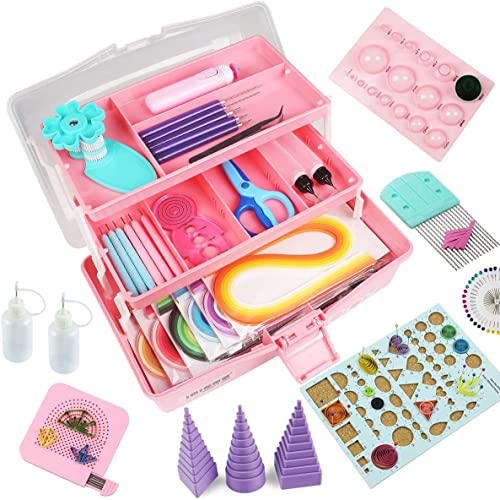 Quilling-Werkzeug-Set mit Quilling-Streifen, Quilling-Werkzeugen und Papier-Rüschenstreifen (rosa Box-Kit) von Syzopq