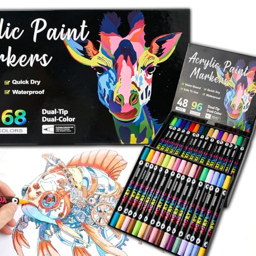 Acrylfarben-Marker-Set mit 48 Farben, Doppelspitze für Holz, Leinwand, Glas und Keramik, Premium-Kunstbedarf für DIY Handwerk, Felsmalerei und Heimdekoration Acrylfarben-Marker-Set mit 48 Farben, Doppelspitze für Holz, Leinwand, Glas und Keramik, Premium-Kunstbedarf für DIY Handwerk, Felsmalerei und Heimdekoration von Syzplnwy