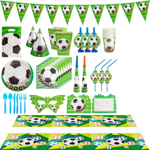 Cartoon-Kinder-Party-Requisiten-Set: Fußball-Muster, Dekoration für Geburtstag und Urlaubsatmosphäre (16 Stück) von Syzplnwy