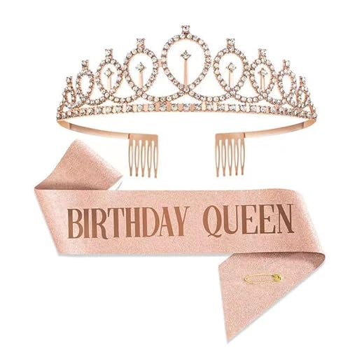 Geburtstags-Königin-Stirnband-Schärpe, Krone, Satin-Schärpe und funkelnder Kopfschmuck für Mädchen und Frauen, Geburtstagsparty-Geschenke, Foto-Requisiten, Verkleidungszubehör Geburtstags-Königin-Stirnband-Schärpe, Krone, Satin-Schärpe und funkelnder Kopfschmuck für Mädchen und Frauen, Geburtstagsparty-Geschenke, Foto-Requisiten, Verkleidungszubehör von Syzplnwy