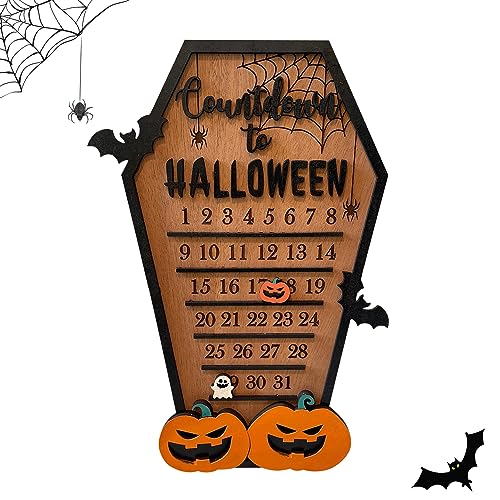 Halloween Countdown Kalender - Kürbis & Fledermaus Holz Wanddekoration Home Hanging Ornament Geschenk für Familie Freunde Halloween Countdown Kalender - Kürbis & Fledermaus Holz Wanddekoration Home Hanging Ornament Geschenk für Familie Freunde von Syzplnwy