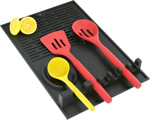 Löffelhalter aus Silikon für die Küche – Löffelhalter mit Tropfmatte, hitzebeständige Matte für den Herd, Löffelhalter für Theke, Utensilienhalter für Küchengeräte Löffelhalter aus Silikon für die Küche – Löffelhalter mit Tropfmatte, hitzebeständige Matte für den Herd, Löffelhalter für Theke, Utensilienhalter für Küchengeräte von Syzplnwy