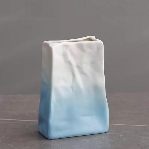 Nordische minimalistische Keramikvase, gekräuseltes Papiertüten-Design mit Farbverlaufsglasur, moderne Trockenblumenvase für Wohnzimmer-Dekor, eleganter Mittelpunkt Nordische minimalistische Keramikvase, gekräuseltes Papiertüten-Design mit Farbverlaufsglasur, moderne Trockenblumenvase für Wohnzimmer-Dekor, eleganter Mittelpunkt von Syzplnwy