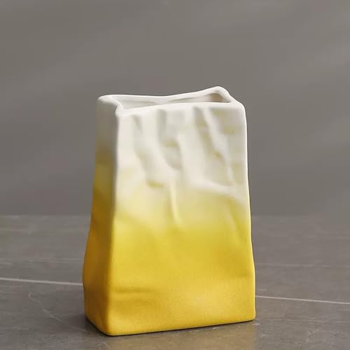 Nordische minimalistische Keramikvase, gekräuseltes Papiertüten-Design mit Farbverlaufsglasur, moderne Trockenblumenvase für Wohnzimmer-Dekor, eleganter Mittelpunkt Nordische minimalistische Keramikvase, gekräuseltes Papiertüten-Design mit Farbverlaufsglasur, moderne Trockenblumenvase für Wohnzimmer-Dekor, eleganter Mittelpunkt von Syzplnwy