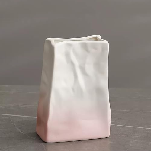 Nordische minimalistische Keramikvase, gekräuseltes Papiertüten-Design mit Farbverlaufsglasur, moderne Trockenblumenvase für Wohnzimmer-Dekor, eleganter Mittelpunkt Nordische minimalistische Keramikvase, gekräuseltes Papiertüten-Design mit Farbverlaufsglasur, moderne Trockenblumenvase für Wohnzimmer-Dekor, eleganter Mittelpunkt von Syzplnwy