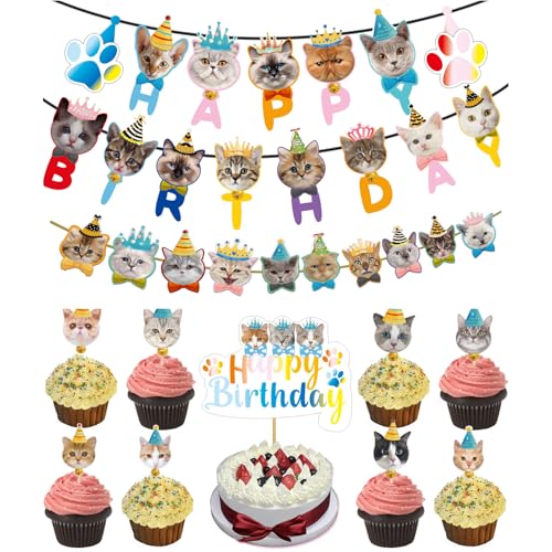 Pet Birthday Party Decorations Kit, Indoor Outdoor Celebration Set with Cartoon Animal Cake Toppers, Banners - Cat B Pet Birthday Party Decorations Kit, Indoor Outdoor Celebration Set with Cartoon Animal Cake Toppers, Banners - Cat B von Syzplnwy
