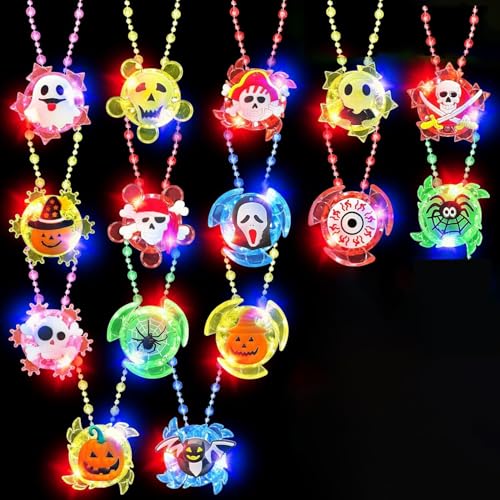 Syzplnwy 15 Stück Halloween Leuchtende Kreisel Halskette Spielzeug - Kinder dekorative hängende Ornament & Geschenk Gefallen Syzplnwy 15 Stück Halloween Leuchtende Kreisel Halskette Spielzeug - Kinder dekorative hängende Ornament & Geschenk Gefallen von Syzplnwy