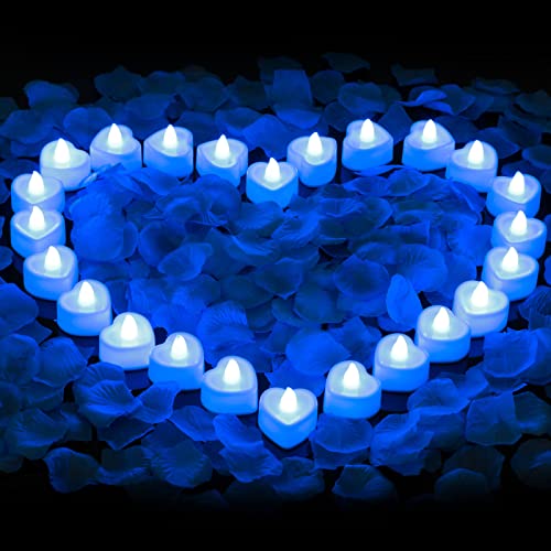 Syzplnwy 2000 Stück Künstliche Rosenblätter mit 24 LED Teelichtern - Romantisches Dekor Set für Hochzeit, Jubiläum & Valentinstag | Blaue Batterie Kerzen Syzplnwy 2000 Stück Künstliche Rosenblätter mit 24 LED Teelichtern - Romantisches Dekor Set für Hochzeit, Jubiläum & Valentinstag | Blaue Batterie Kerzen von Syzplnwy