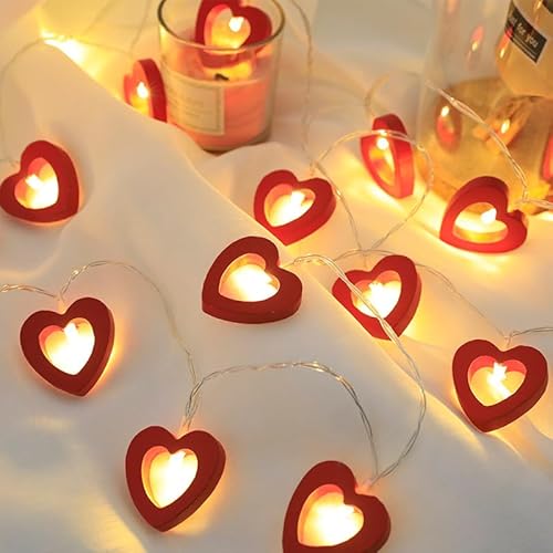 Syzplnwy 3 Meter 20 LED Valentinstag Lichterkette - Batteriebetriebene rote hölzerne hohle Herzlichter für Antrag, Hochzeit & Urlaub Dekoration Syzplnwy 3 Meter 20 LED Valentinstag Lichterkette - Batteriebetriebene rote hölzerne hohle Herzlichter für Antrag, Hochzeit & Urlaub Dekoration von Syzplnwy