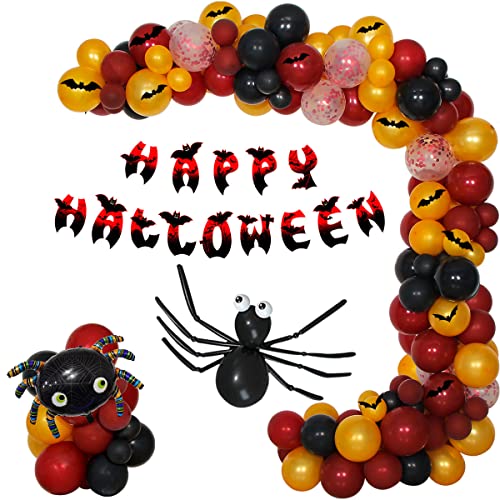 Syzplnwy Halloween Ballon Dekoration Kit, 100+ Stück Lila Schwarz Design Party Banner und Ketten (Rot/Gelb/Schwarz) von Syzplnwy