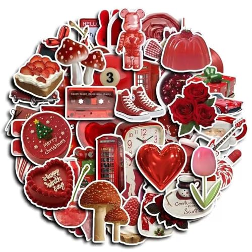 Syzplnwy Kawaii Aufkleber-Set, 120 Stück, niedliche Scrapbook-Aufkleber für Tech-Hüllen und Tagebücher, mehrfarbig, Rot Syzplnwy Kawaii Aufkleber-Set, 120 Stück, niedliche Scrapbook-Aufkleber für Tech-Hüllen und Tagebücher, mehrfarbig, Rot von Syzplnwy