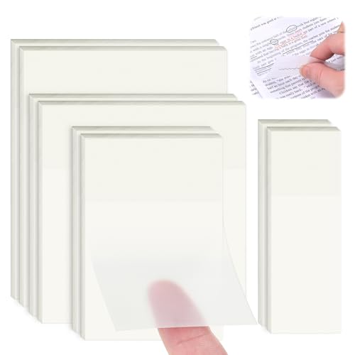 Szaboviktoria transparente Haftnotizen; 400 Stück; vier Größen: 75 x 75 mm; 50 x 70 mm; 70 x 95 mm; 25 x 75 mm; wasserdicht; wiederbeschreibbar; ideal für Schule, Büro und Zuhause von Szaboviktoria