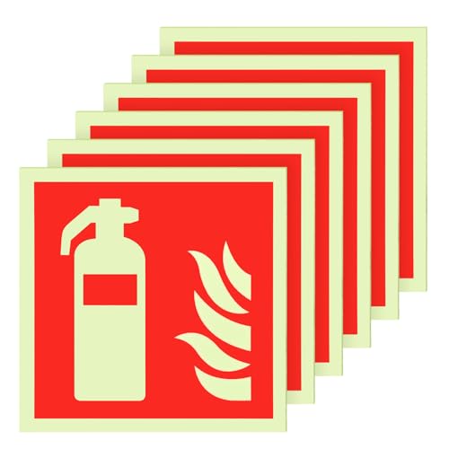 Szaboviktoria 6 Stück PVC Feuerlöscher Schild 15 x 15 cm, Piktogramm Feuerlöscher, Brandschutztür Aufkleber, Feuerlöscher Aufkleber, Für Haus Büro Baustelle Und Auto von Szaboviktoria