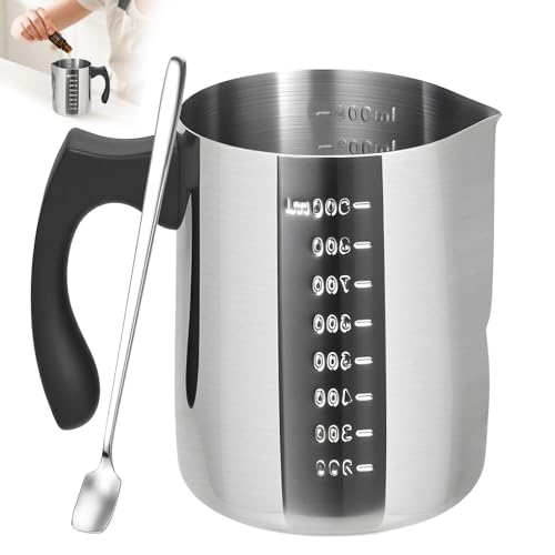 Szaboviktoria 900 ml elztopf, Wachsschmelzer, Wachsschmelztopf, Schmelztiegel, Wasserbad Schmelzschale Mit Skalenmarkierung Und Löffel Zur Kerzenherstellung, Seifenherstellung von Szaboviktoria