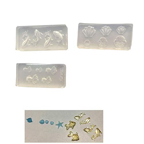 Szecl Mini-Schmuck-Anhänger-Formen für Harzguss, Ohrringe, Halsketten, Charms, Goldfisch, Delfin, Koi, Fisch, Lotusblatt, Seestern, Muscheln, verschiedene Ozean-Elemente, DIY-Schmuckherstellung, 3 Szecl Mini-Schmuck-Anhänger-Formen für Harzguss, Ohrringe, Halsketten, Charms, Goldfisch, Delfin, Koi, Fisch, Lotusblatt, Seestern, Muscheln, verschiedene Ozean-Elemente, DIY-Schmuckherstellung, 3 von Szcelling