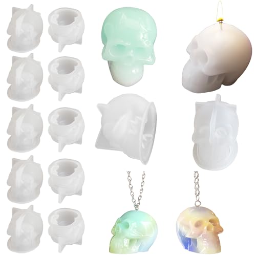 Szecl Mini-Skelett-Schädelform aus Silikon, 3,3 cm, klares Kunstharz, Gießform für Halloween-Schmuck, Seife, Kerzenwachs, Bastelarbeiten, 12 Stück Szecl Mini-Skelett-Schädelform aus Silikon, 3,3 cm, klares Kunstharz, Gießform für Halloween-Schmuck, Seife, Kerzenwachs, Bastelarbeiten, 12 Stück von Szcelling