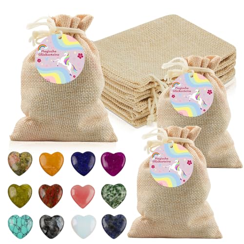 12 Stück Herz Aus Stein, Kinder Glückssteine mit 12 Stück 10*14CM Jutesäckchen, Glücksbringer Steine Magische Steine mit 12 Grußkarten, Glücksbringer Kinder für Party Souvenirs Gastgeschenke (XYSDJS) 12 Stück Herz Aus Stein, Kinder Glückssteine mit 12 Stück 10*14CM Jutesäckchen, Glücksbringer Steine Magische Steine mit 12 Grußkarten, Glücksbringer Kinder für Party Souvenirs Gastgeschenke (XYSDJS) von Szhhrxi