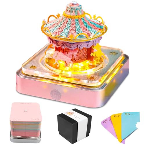 2026 3D Notizblock Kalender, Karussell-Tischkalender-Notizblock, 3D Kalender Abreißen 2026 mit Licht und Klarer Anzeigebox, Papierskulptur Bastel DIY Tischdeco, Kreativer Haftnotizen 2026 3D Notizblock Kalender, Karussell-Tischkalender-Notizblock, 3D Kalender Abreißen 2026 mit Licht und Klarer Anzeigebox, Papierskulptur Bastel DIY Tischdeco, Kreativer Haftnotizen von Szhhrxi