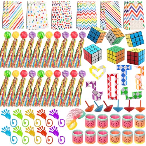 Szhhrxi 72 Stück Kindergeburtstag Mitgebsel Set, Hüpfbälle Kinder mit Farbige Bänder,Bunter Kreisel,Klebrige Hand, Magische Schlangenwürfel, Geschenktüte, Party-Mitgebsel für Mädchen Jungen Szhhrxi 72 Stück Kindergeburtstag Mitgebsel Set, Hüpfbälle Kinder mit Farbige Bänder,Bunter Kreisel,Klebrige Hand, Magische Schlangenwürfel, Geschenktüte, Party-Mitgebsel für Mädchen Jungen von Szhhrxi